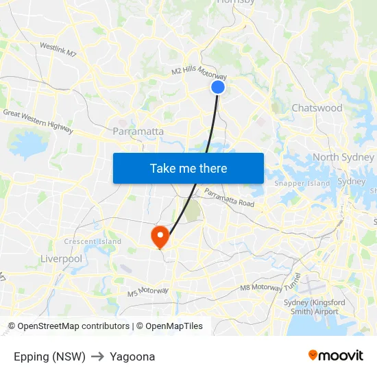 Epping (NSW) to Yagoona map