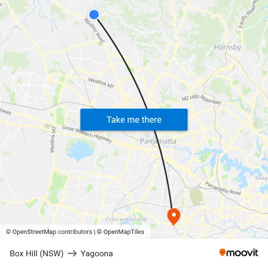 Box Hill (NSW) to Yagoona map