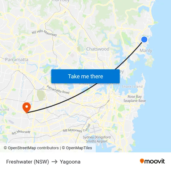 Freshwater (NSW) to Yagoona map