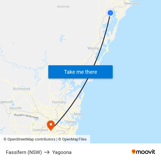 Fassifern (NSW) to Yagoona map