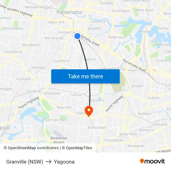 Granville (NSW) to Yagoona map