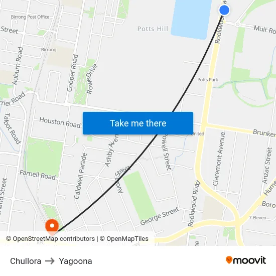 Chullora to Yagoona map