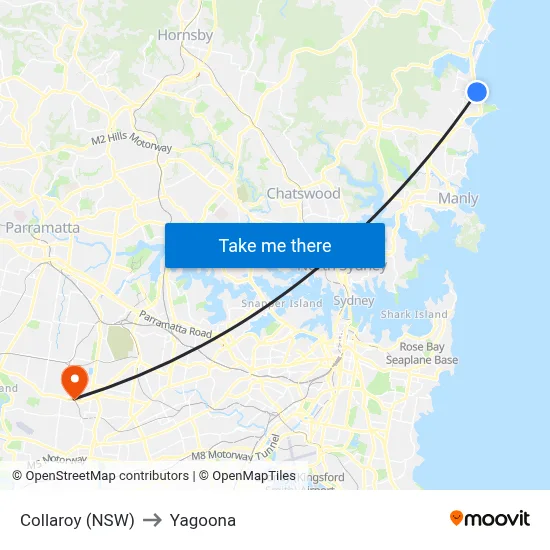 Collaroy (NSW) to Yagoona map