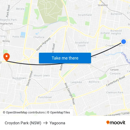 Croydon Park (NSW) to Yagoona map