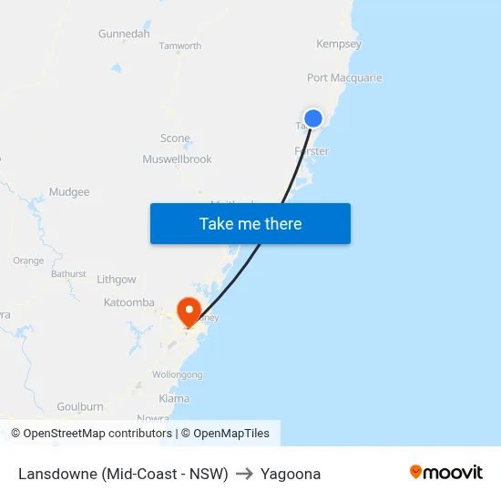 Lansdowne (Mid-Coast - NSW) to Yagoona map