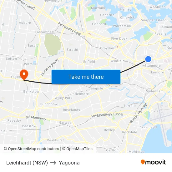 Leichhardt (NSW) to Yagoona map