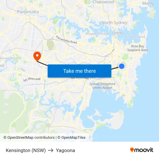 Kensington (NSW) to Yagoona map