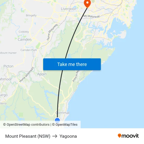 Mount Pleasant (NSW) to Yagoona map