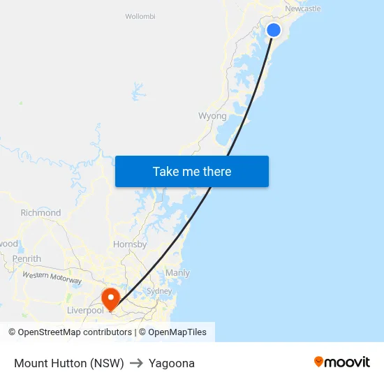 Mount Hutton (NSW) to Yagoona map