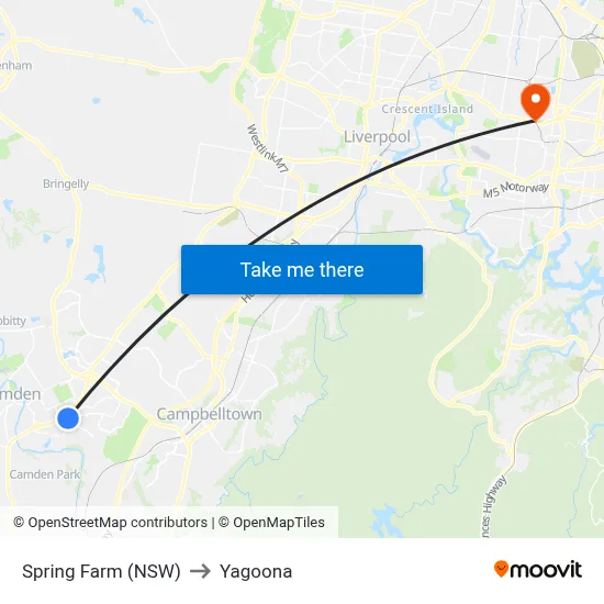 Spring Farm (NSW) to Yagoona map