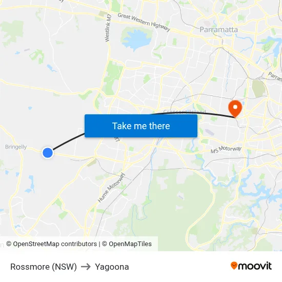 Rossmore (NSW) to Yagoona map