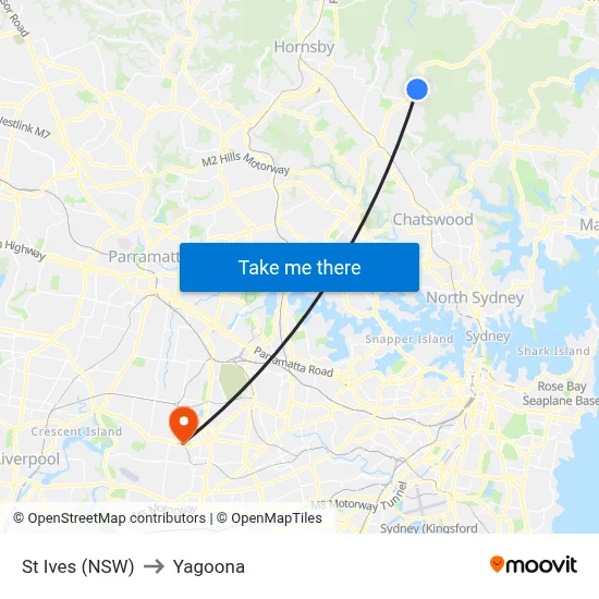 St Ives (NSW) to Yagoona map