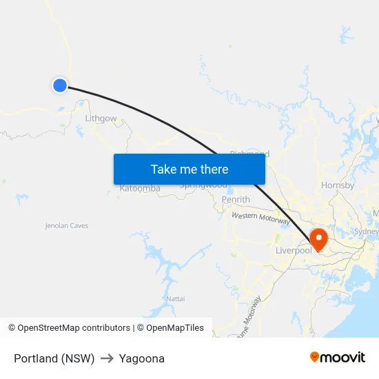 Portland (NSW) to Yagoona map