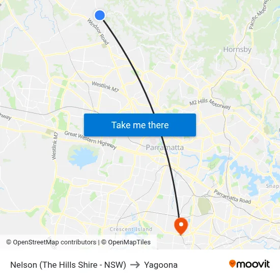 Nelson (The Hills Shire - NSW) to Yagoona map