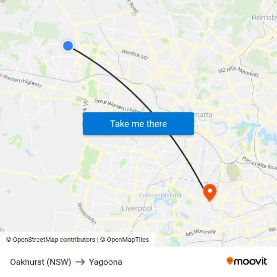 Oakhurst (NSW) to Yagoona map