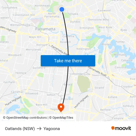 Oatlands (NSW) to Yagoona map
