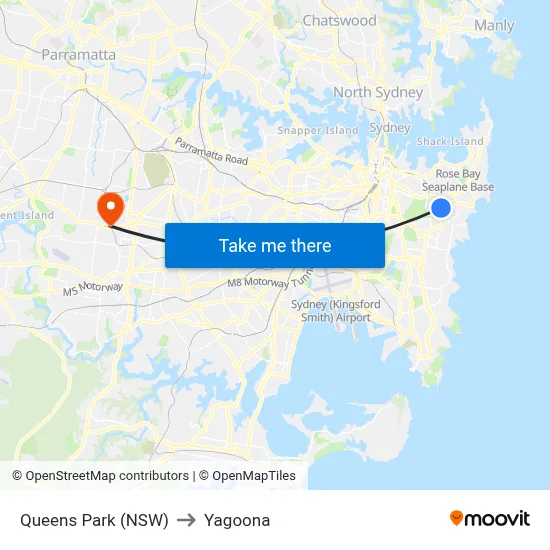Queens Park (NSW) to Yagoona map
