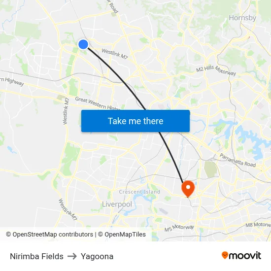 Nirimba Fields to Yagoona map