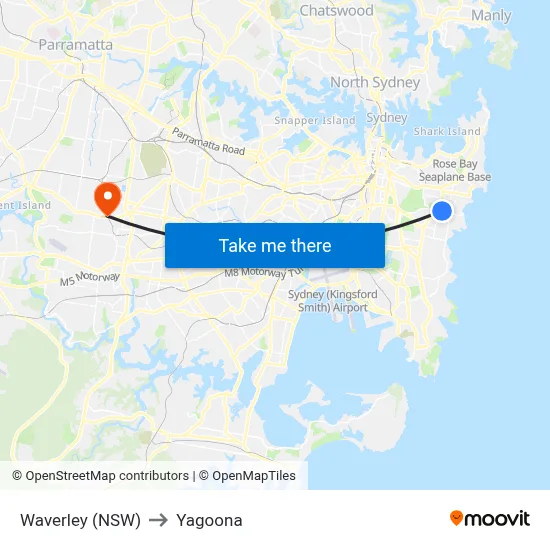 Waverley (NSW) to Yagoona map