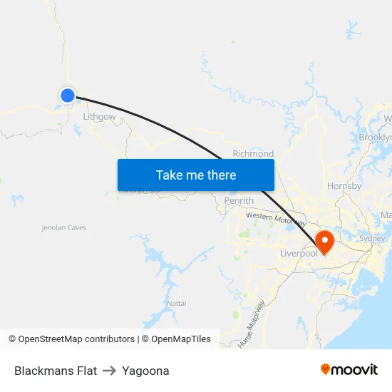 Blackmans Flat to Yagoona map