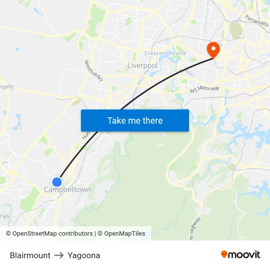Blairmount to Yagoona map