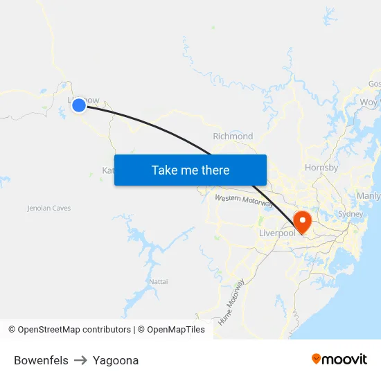 Bowenfels to Yagoona map