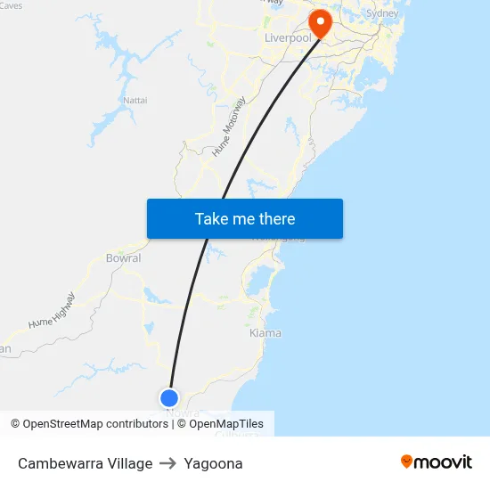 Cambewarra Village to Yagoona map