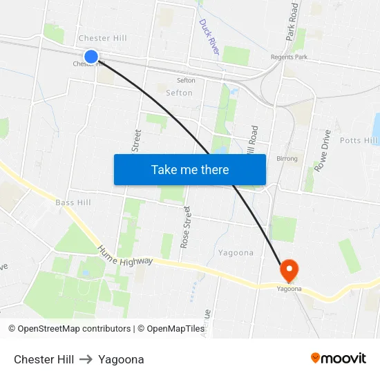 Chester Hill to Yagoona map