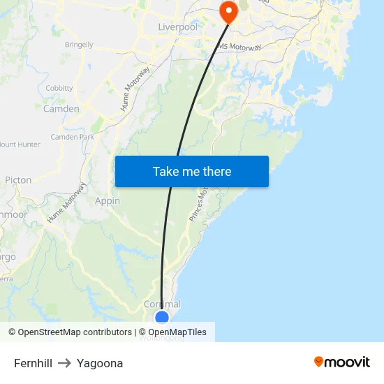 Fernhill to Yagoona map