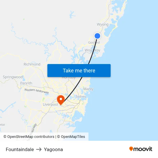 Fountaindale to Yagoona map