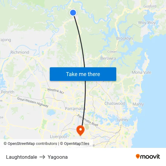 Laughtondale to Yagoona map