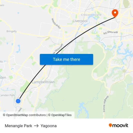 Menangle Park to Yagoona map