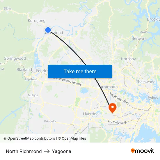 North Richmond to Yagoona map