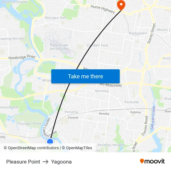 Pleasure Point to Yagoona map