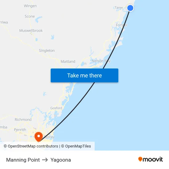 Manning Point to Yagoona map