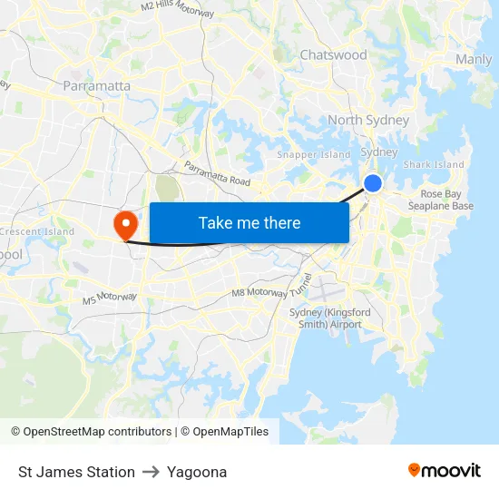 St James Station to Yagoona map