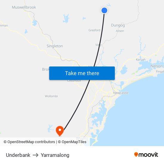 Underbank to Yarramalong map