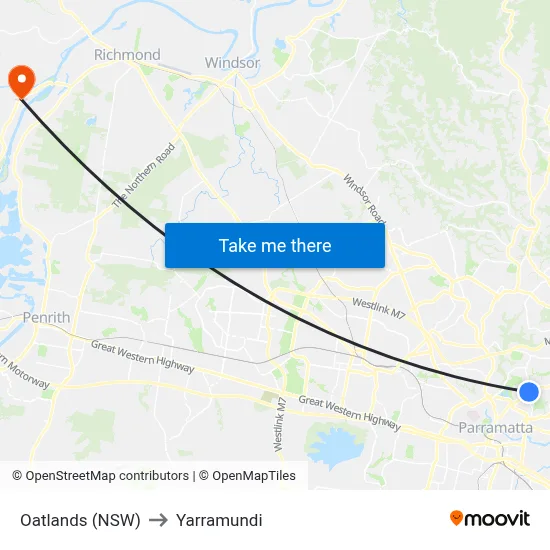 Oatlands (NSW) to Yarramundi map