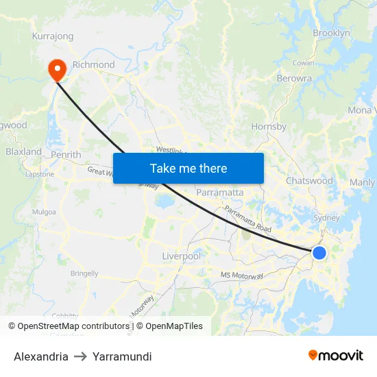 Alexandria to Yarramundi map
