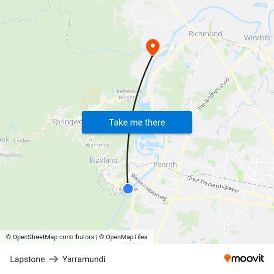Lapstone to Yarramundi map