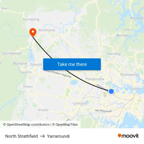 North Strathfield to Yarramundi map