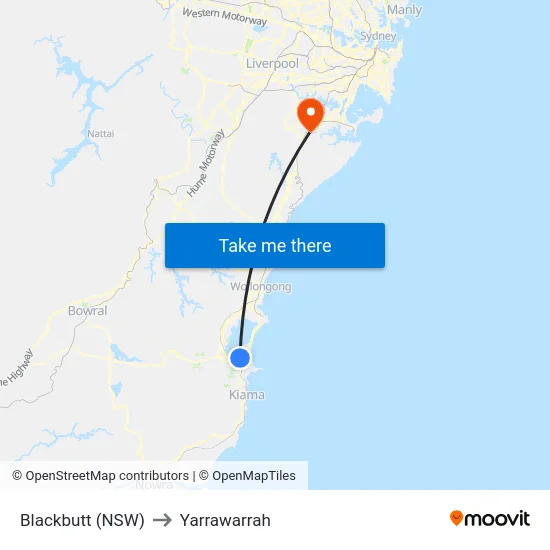 Blackbutt (NSW) to Yarrawarrah map