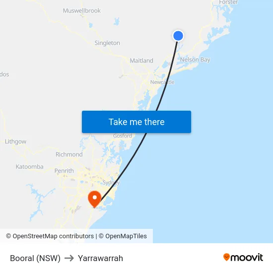 Booral (NSW) to Yarrawarrah map