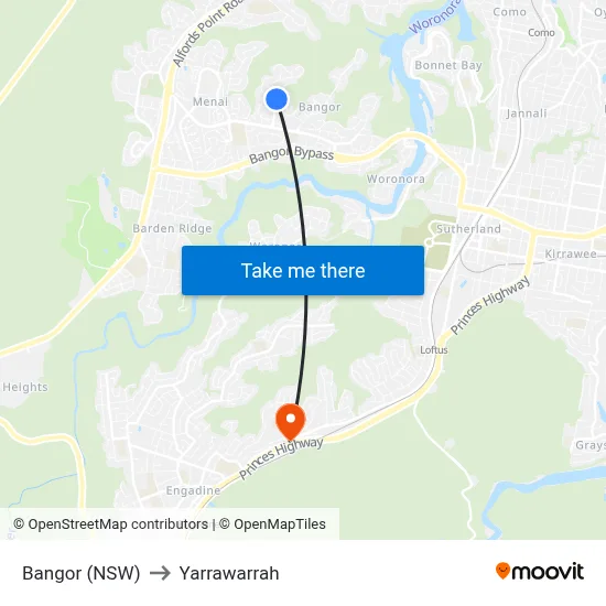 Bangor (NSW) to Yarrawarrah map