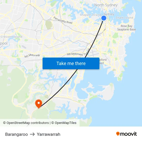 Barangaroo to Yarrawarrah map