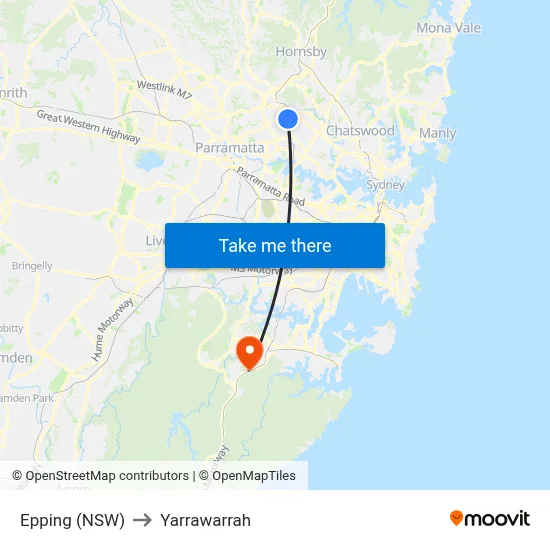 Epping (NSW) to Yarrawarrah map