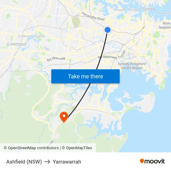 Ashfield (NSW) to Yarrawarrah map