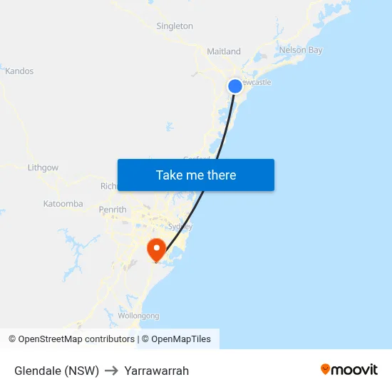 Glendale (NSW) to Yarrawarrah map