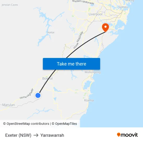 Exeter (NSW) to Yarrawarrah map
