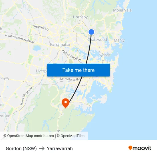 Gordon (NSW) to Yarrawarrah map